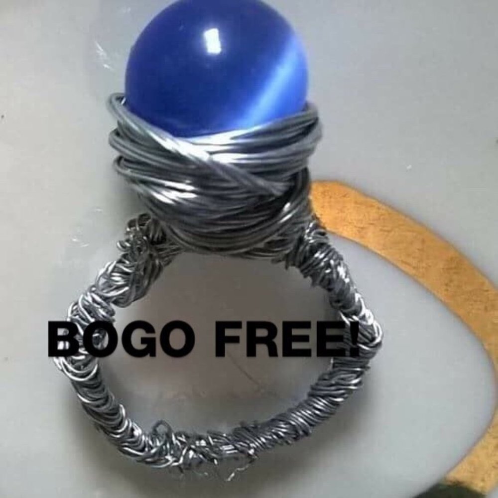 BLUE QUARTZ CRYSTAL HEALING RING!!!!
